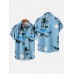 Blue Coconut Tree Print Summer Casual Men's Short Sleeve Shirt