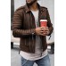 Men's Thickened Lapel Clothing Chain Color Leather Jacket