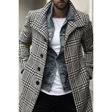 Fashion Plaid Lapel Coat Mid-length Coat